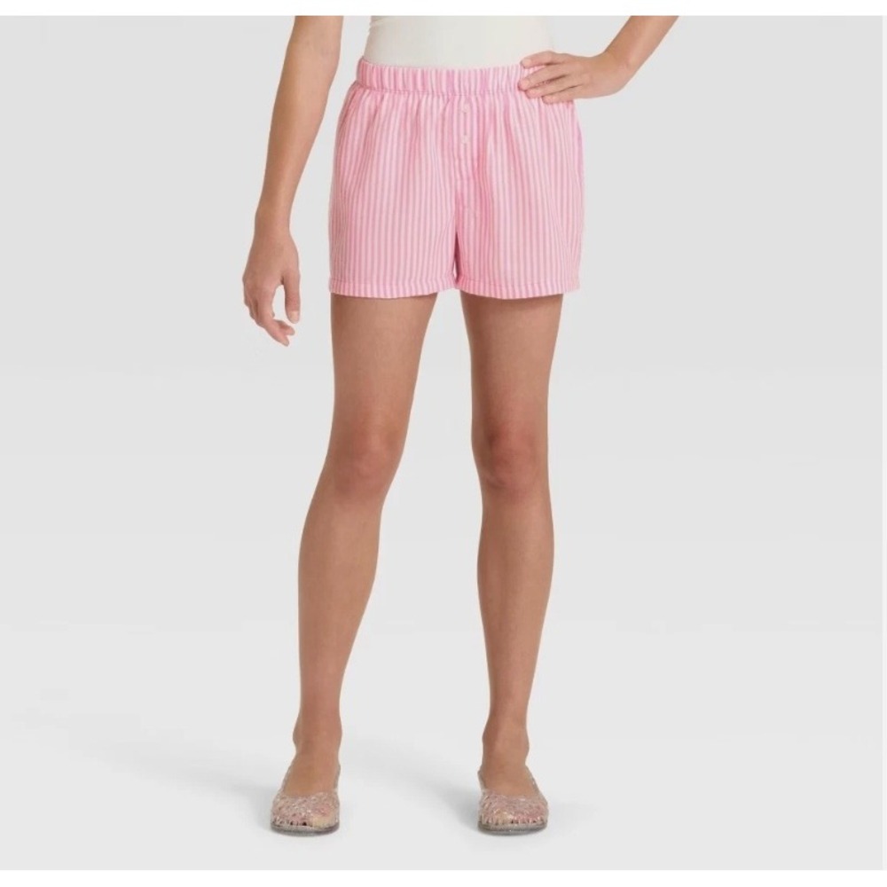 Art Class Girls Striped Boxer Pajama Shorts Pink White XXL Sleepwear